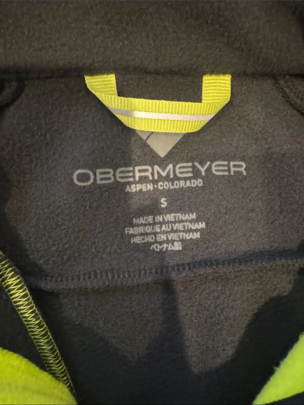 Boys Obermeyer Jax Top Snow Winter Ski Black & Neon Yellow Kids Fleece Pullover